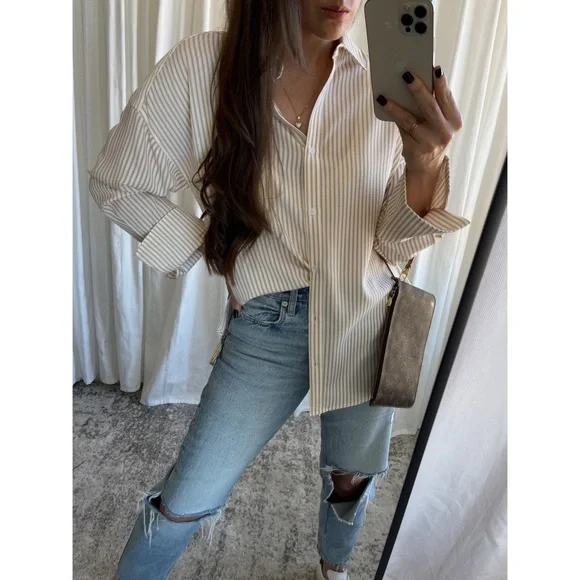 ELISE SHIRT — In Beige/White - Picture 5 of 10